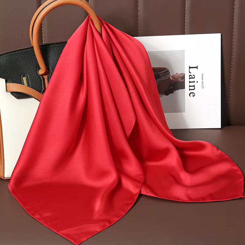 Scarf Silk Square - الفاخرة بلون الحرير وشاح مربع المرأة