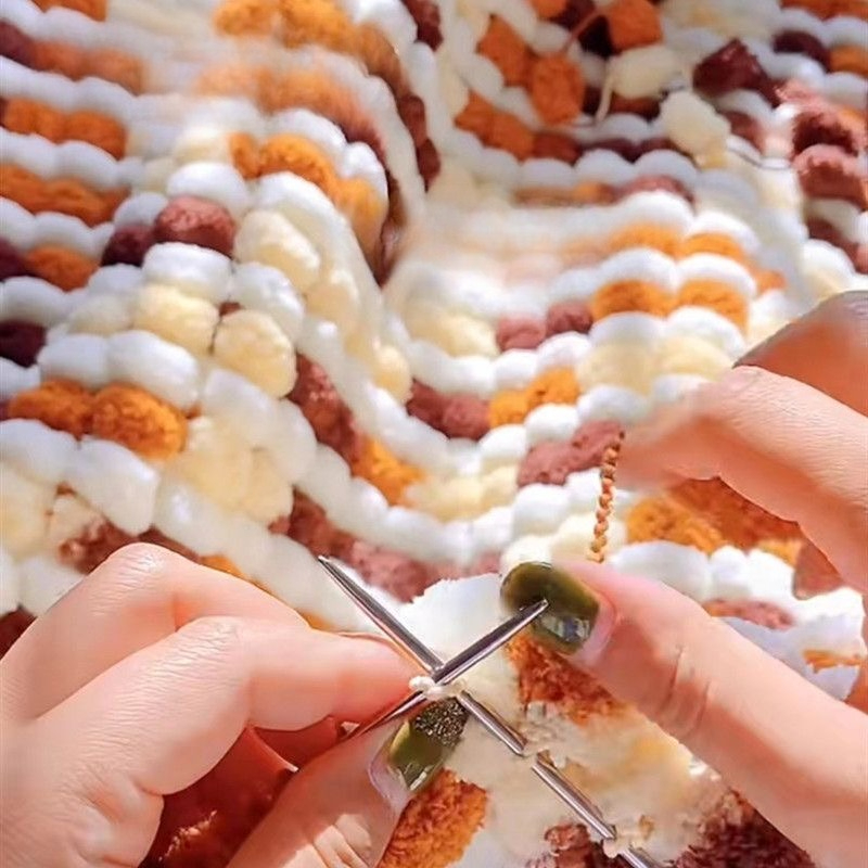 100 جرام خيوط بوم بوم ملونة، خ - مراجعة Woven Scarf Blanket وسعره